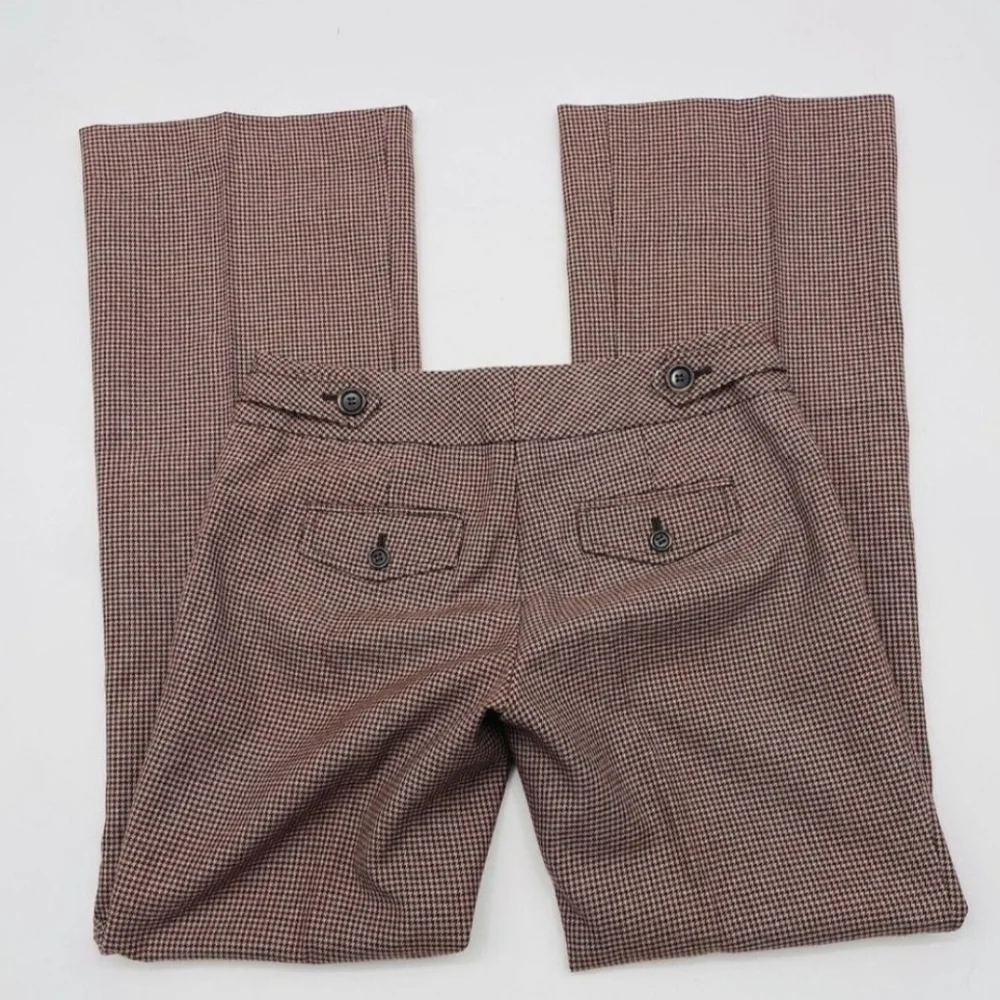 The Limited Brown Microcheck Straight-Leg Trousers